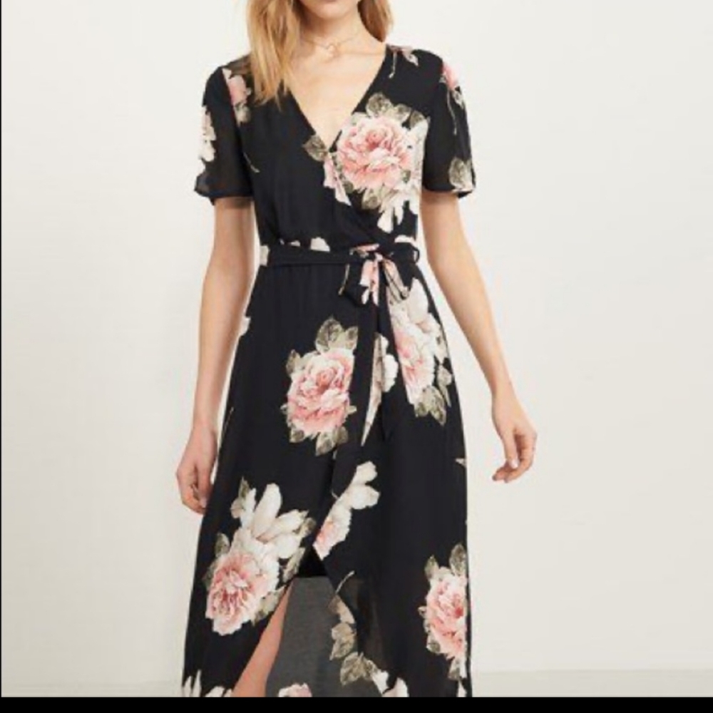 Dynamite flower wrap dress-high low w/ tie waist